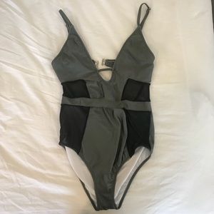 Gray Mesh One Piece Bikini